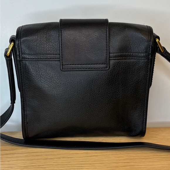 Marc by Marc Jacobs Black Pebbled Leather Crossbody Bag Gold Logo Patch - Picture 6 of 14